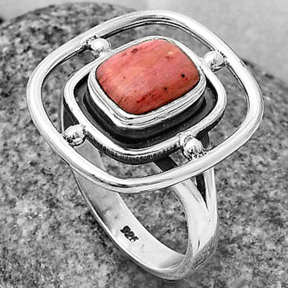 Natural Pink Tulip Quartz Ring size-8 R-1446 SDR204922